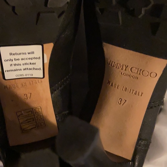 Jimmy Choo Mid Calf Heeled Platform Moto Boots - Picture 5 of 7